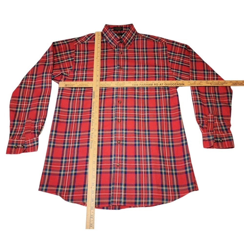 🔥VIYELLA Red Button Down Collared Shirt Mens Med. Long Sleeve Plaid Wool/Cotton